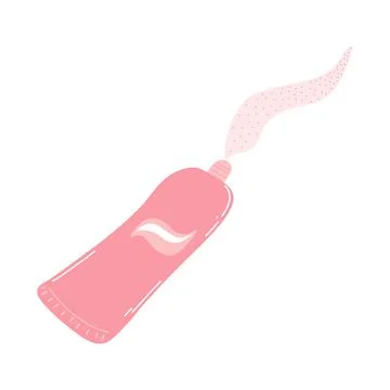 Hand drawn toothpaste in cartoon flat style. Vector illustration of dental su Stock Illustration