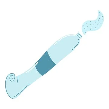 Hand drawn toothpaste in cartoon flat style. Vector illustration of dental su Stock Illustration