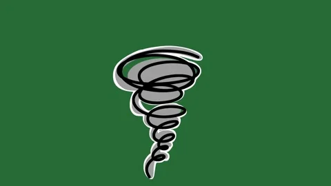 Hand-Drawn Tornado Cyclone Animation | Gray Twister Storm 2D Animation | Playful Stock Footage 332127397