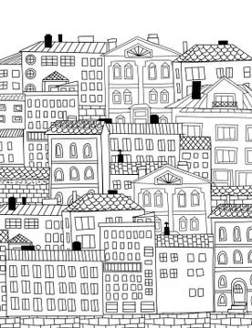 Hand drawn town Stock Illustration