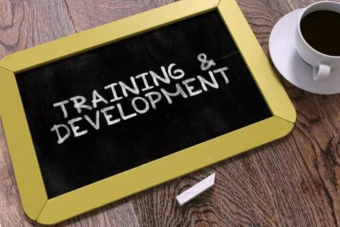 Hand Drawn Training and Development Concept on Chalkboard Stock Illustration