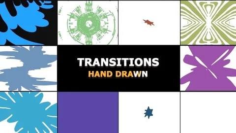 Hand Drawn Transitions Pack After Effects stock