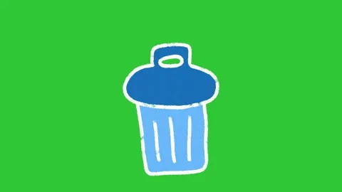Hand-Drawn Trash Bin Garbage Animation on Green Screen | Minimalist 2D Waste  Stock Footage 332614912