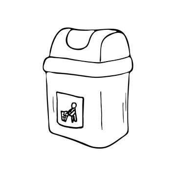 Hand-drawn trash bin Stock Illustration