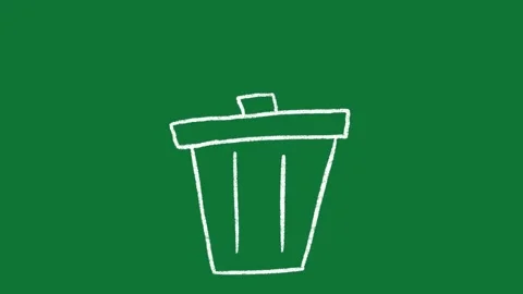 Hand-Drawn Trash Can Delete Bin 2D Animation on Green Screen 库存影片 334608956