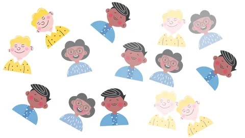 Hand Drawn Travel Pattern Featuring Diverse Characters and Happy Tourists Stock Footage 345539621
