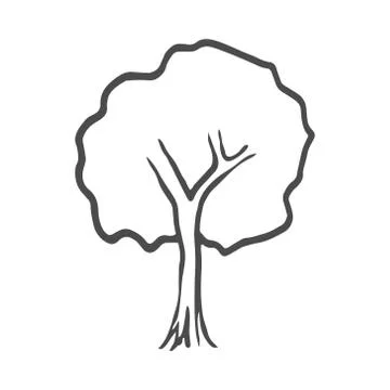 Hand drawn tree icon. Doodle. Vector illustration isolated on white background. Stock Illustration