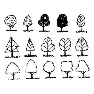 Hand drawn tree icon Stock Illustration