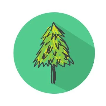 Hand drawn tree icon Stock Illustration