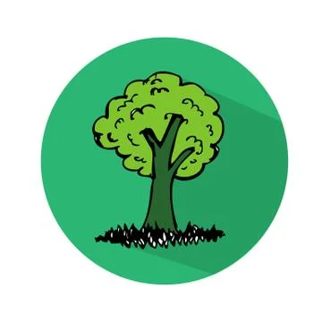 Hand drawn tree icon Stock Illustration
