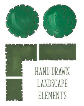 Hand drawn tree top, trees and bushes, vector Stock Illustration