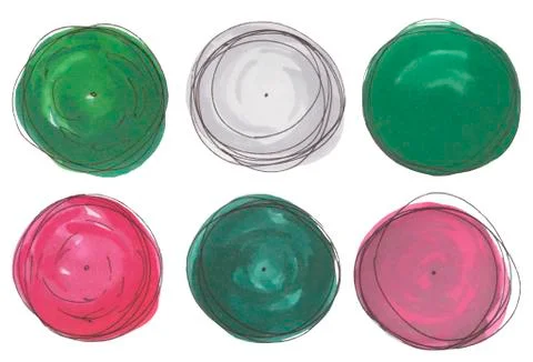 Hand drawn tree top, trees and bushes, vector Stock Illustration