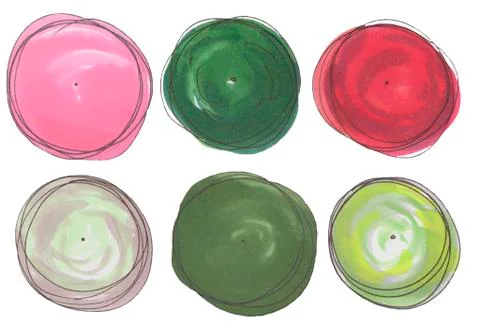 Hand drawn tree top, trees and bushes, vector Stock Illustration