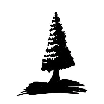 Hand drawn trees isolated, sketch, vintage style Stock Illustration