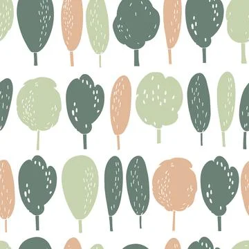 Hand drawn trees. Vector  seamless pattern Illustrazione stock