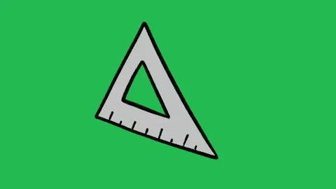 Hand-Drawn Triangle Set Square Ruler | 2D Animated Geometry Tool on green screen Stock Footage 333982966