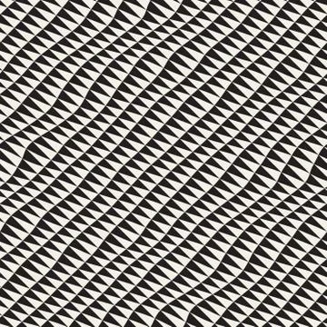 Hand Drawn Triangle Waves. Vector Seamless Black and White Pattern. イラスト素材