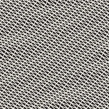 Hand Drawn Triangle Waves. Vector Seamless Black and White Pattern. Stock Illustration