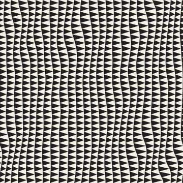 Hand Drawn Triangle Waves. Vector Seamless Black and White Pattern. Stock Illustration