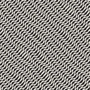 Hand Drawn Triangle Waves. Vector Seamless Black and White Pattern. Illustrazione stock