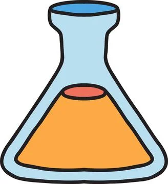 Hand Drawn triangular flask illustration Illustrazione stock
