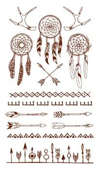 Hand drawn tribal elements Stock Illustration