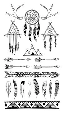 Hand drawn tribal elements Stock Illustration