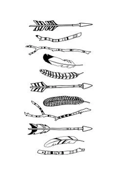 Hand drawn tribal elements Stock Illustration