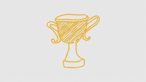 Hand drawn trophy icon doodle concept scribble Loop animation with Alpha Ch.. Video stock 280224710