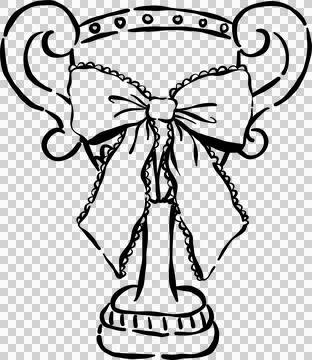 Hand drawn Trophy Outline with Bow Decoration. Stockillustratie