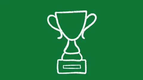 Hand-Drawn Trophy Winner Cup 2D Animation on Green Screen Stock Footage 334609031