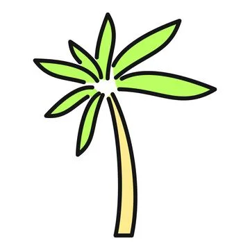 Hand drawn tropical palm tree summer vacation icon 스톡 일러스트
