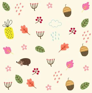 Hand drawn tropical pattern Stock Illustration