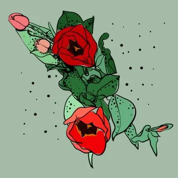 Hand-drawn Tulips Stock Illustration
