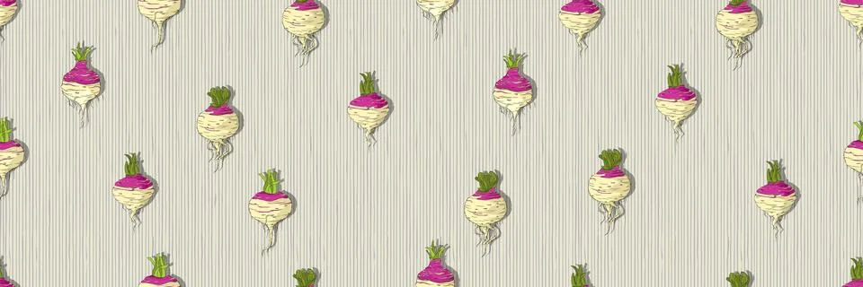 Hand drawn turnip seamless pattern, vector illustration Stock Photos