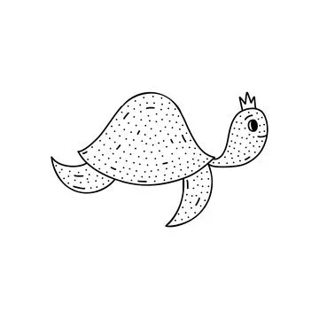 Hand drawn turtle icon in doodle style. Cartoon turtle vector icon for web de Stock Illustration
