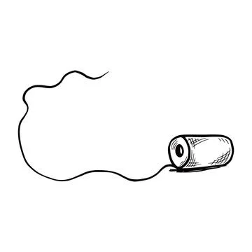 Hand drawn twine roll with thread. Stock Illustration