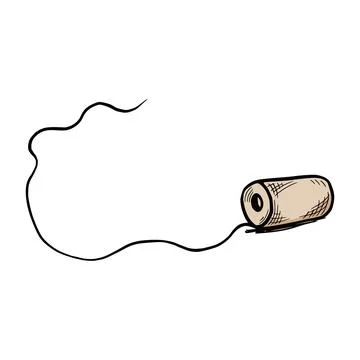 Hand drawn twine roll with thread. Stock Illustration