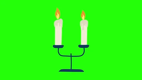 Hand Drawn Two Candle Lights Flickering Animation Green Screen Stock Footage 336849650