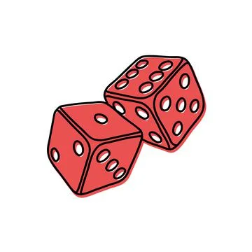 Hand drawn two red dice Stock Illustration
