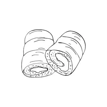 Hand-drawn two rolled buns Stock Illustration