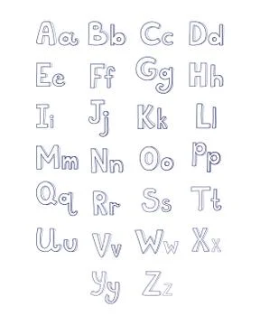 Hand drawn type font, vector illustration in cartoon style Illustrazione stock