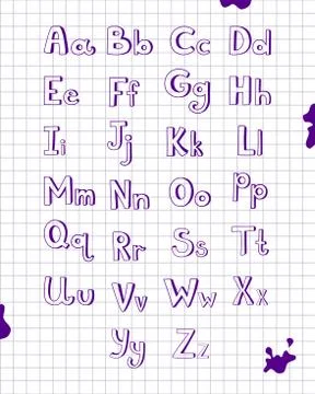 Hand drawn type font, vector on background in cartoon style Stock Illustration