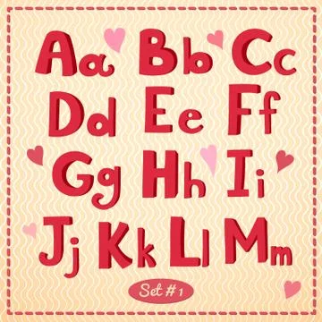 Hand drawn type font, vector illustration in retro style Stock Illustration