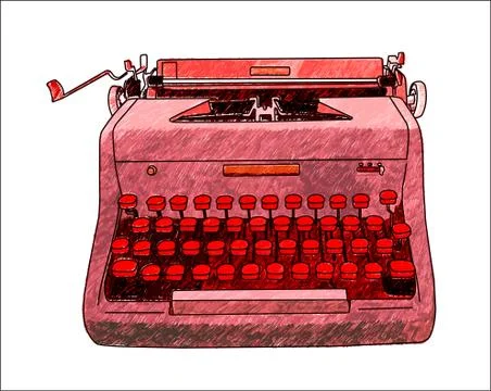 Hand Drawn Typewriter Stock Illustration