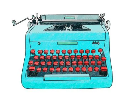 Hand Drawn Typewriter Stock Illustration