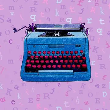 Hand Drawn Typewriter Seamless Design Stock Illustration