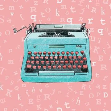 Hand Drawn Typewriter Seamless Design Stock Illustration