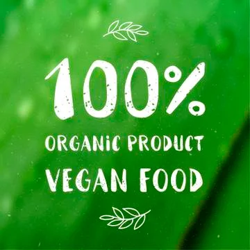 Hand-drawn typographic elements for design. Natural products and vegan food l Stock Illustration