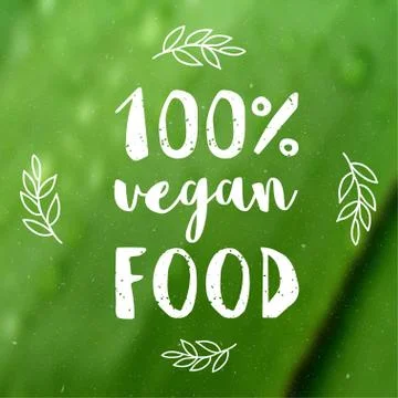 Hand-drawn typographic elements for design. Natural products and vegan food l Stock Illustration